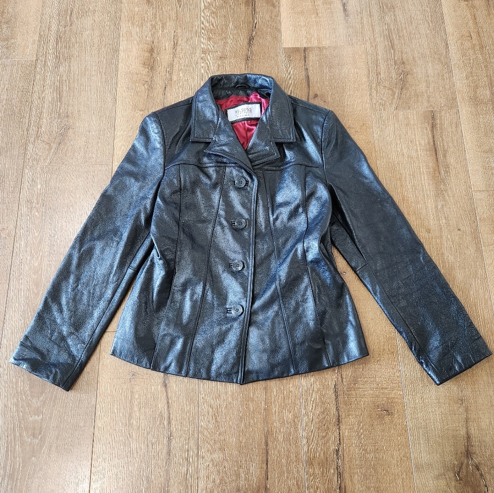 Vintage Wilsons leather Maxima women's leather jacket red lining layer retro